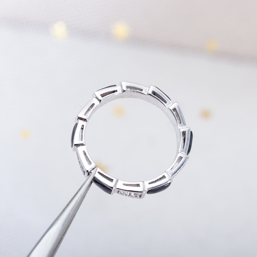 [Kincade Jewelrys]SERPENTI RING SILVER  DIAMOND BLACK MOP 3MM