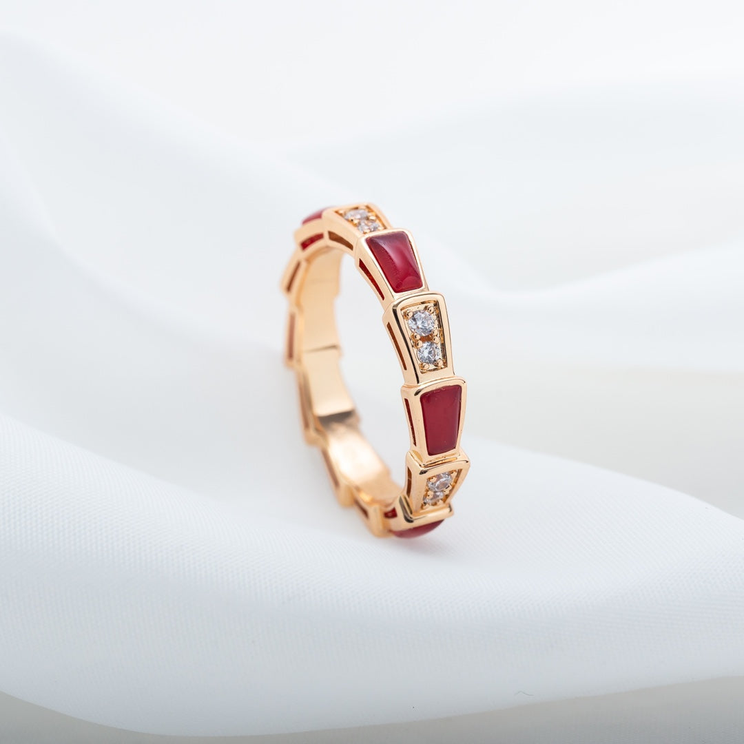 [Kincade Jewelrys]SERPENTI RING PINK GOLD CARNELIAN DIAMOND 3MM