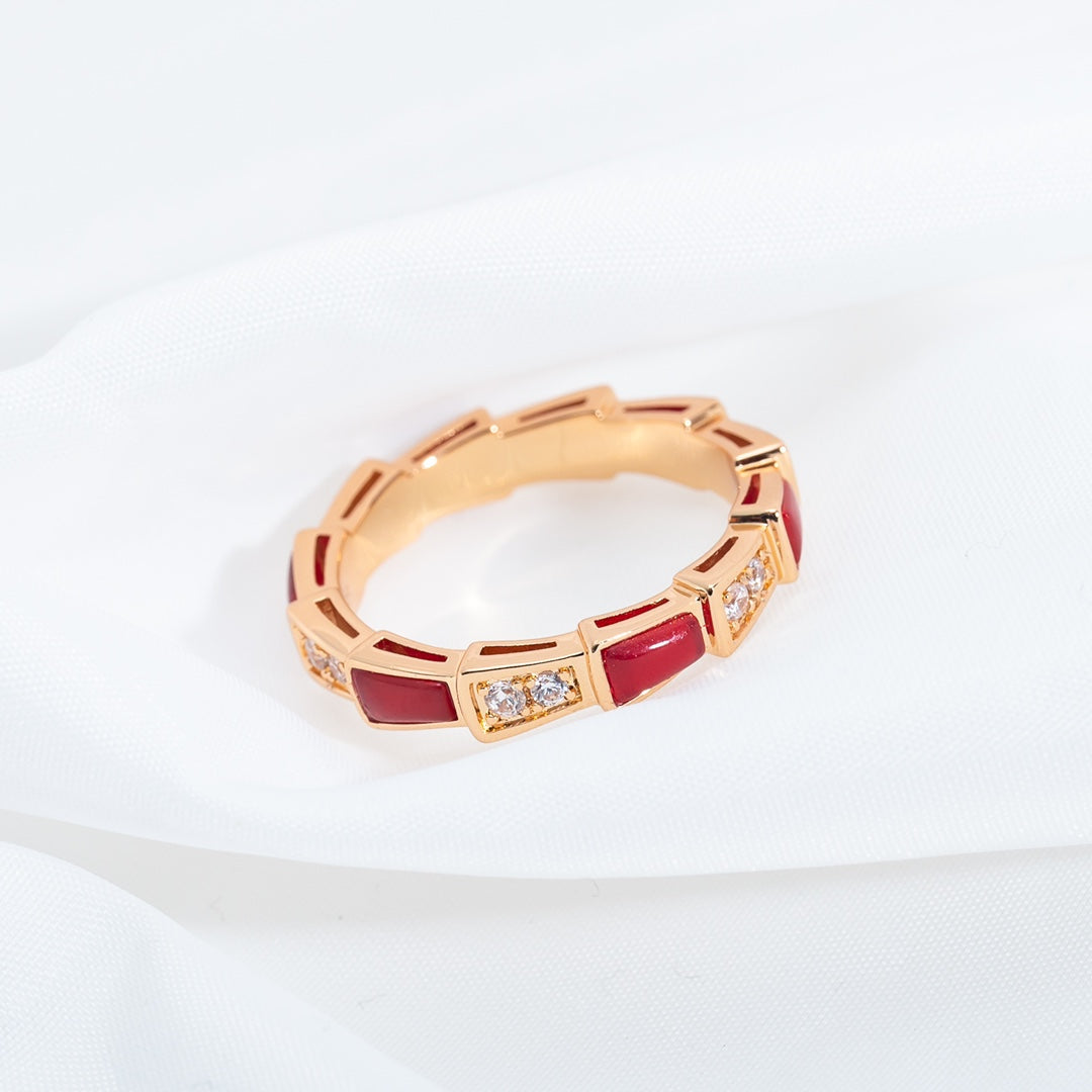 [Kincade Jewelrys]SERPENTI RING PINK GOLD CARNELIAN DIAMOND 3MM