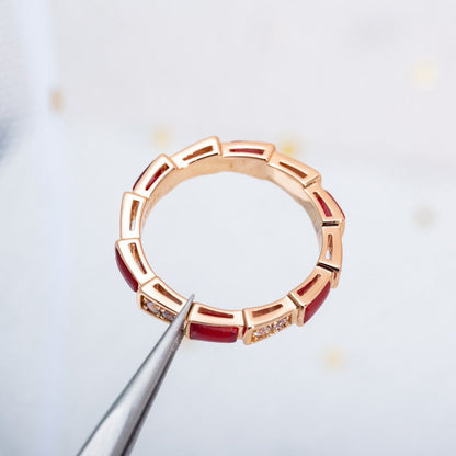 [Kincade Jewelrys]SERPENTI RING PINK GOLD CARNELIAN DIAMOND 3MM