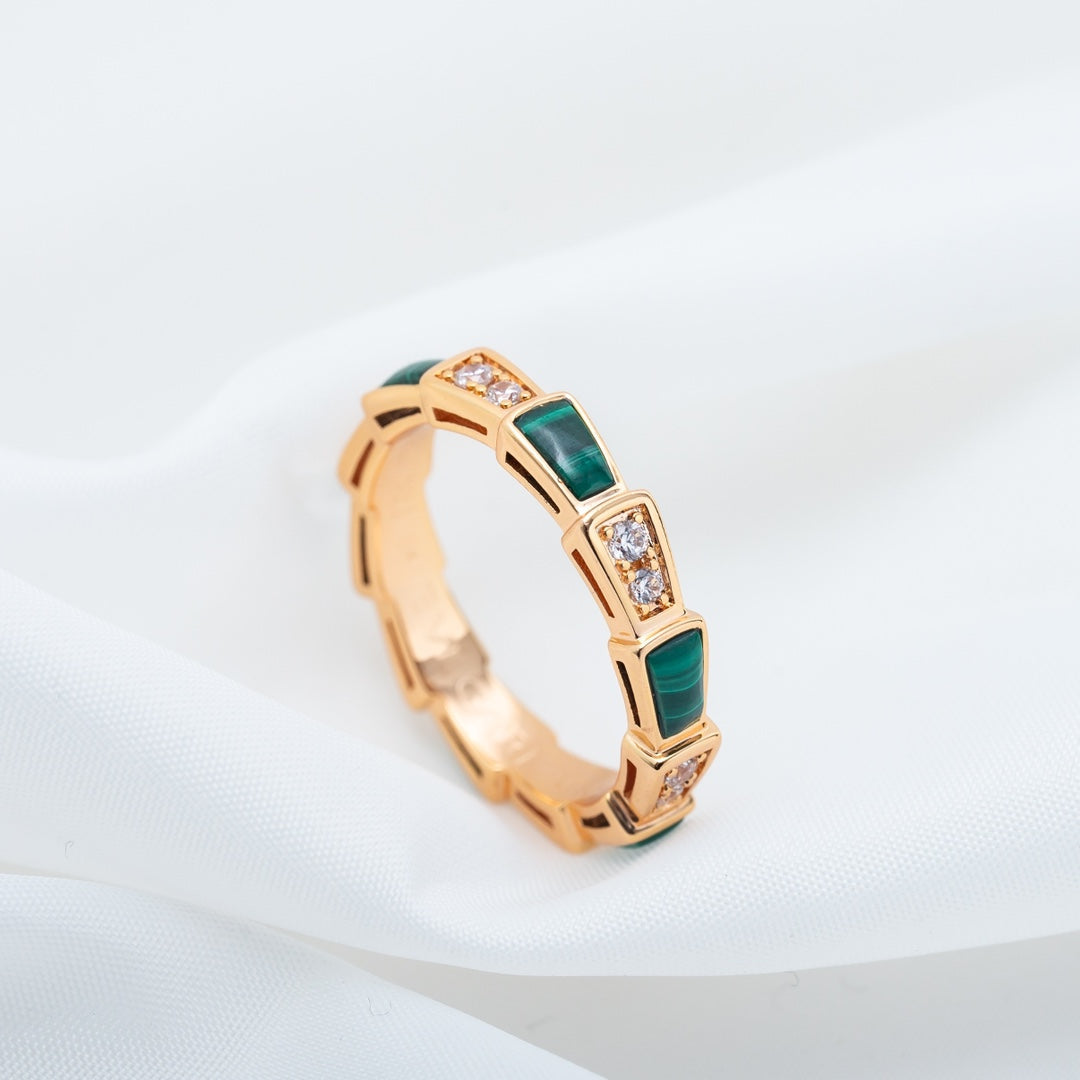 [Kincade Jewelrys]SERPENTI RING PINK GOLD MALACHITE DIAMOND 3MM