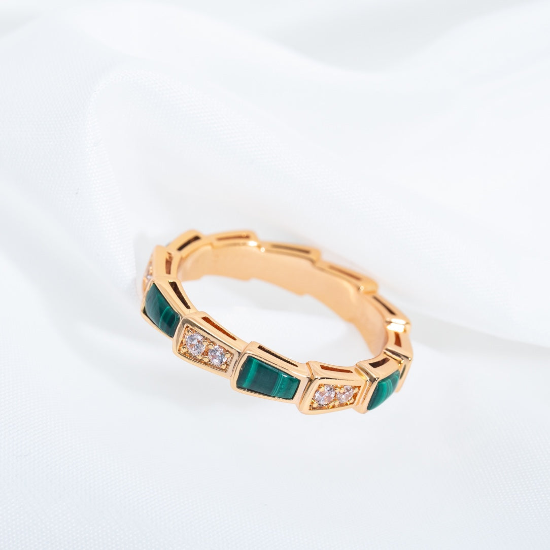 [Kincade Jewelrys]SERPENTI RING PINK GOLD MALACHITE DIAMOND 3MM