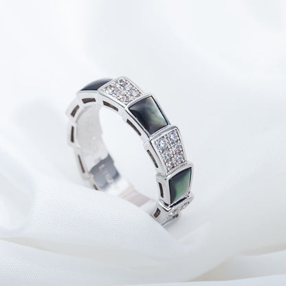 [Kincade Jewelrys]SERPENTI RING SILVER DIAMOND BLACK MOP 4MM