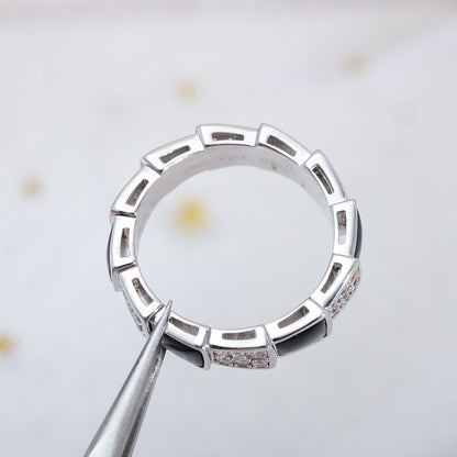 [Kincade Jewelrys]SERPENTI RING SILVER DIAMOND BLACK MOP 4MM