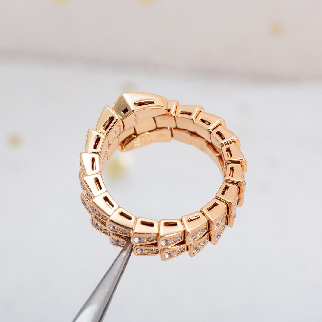 [Kincade Jewelrys]SERPENTI RING PINK GOLD DIAMOND DOUBLE ROW
