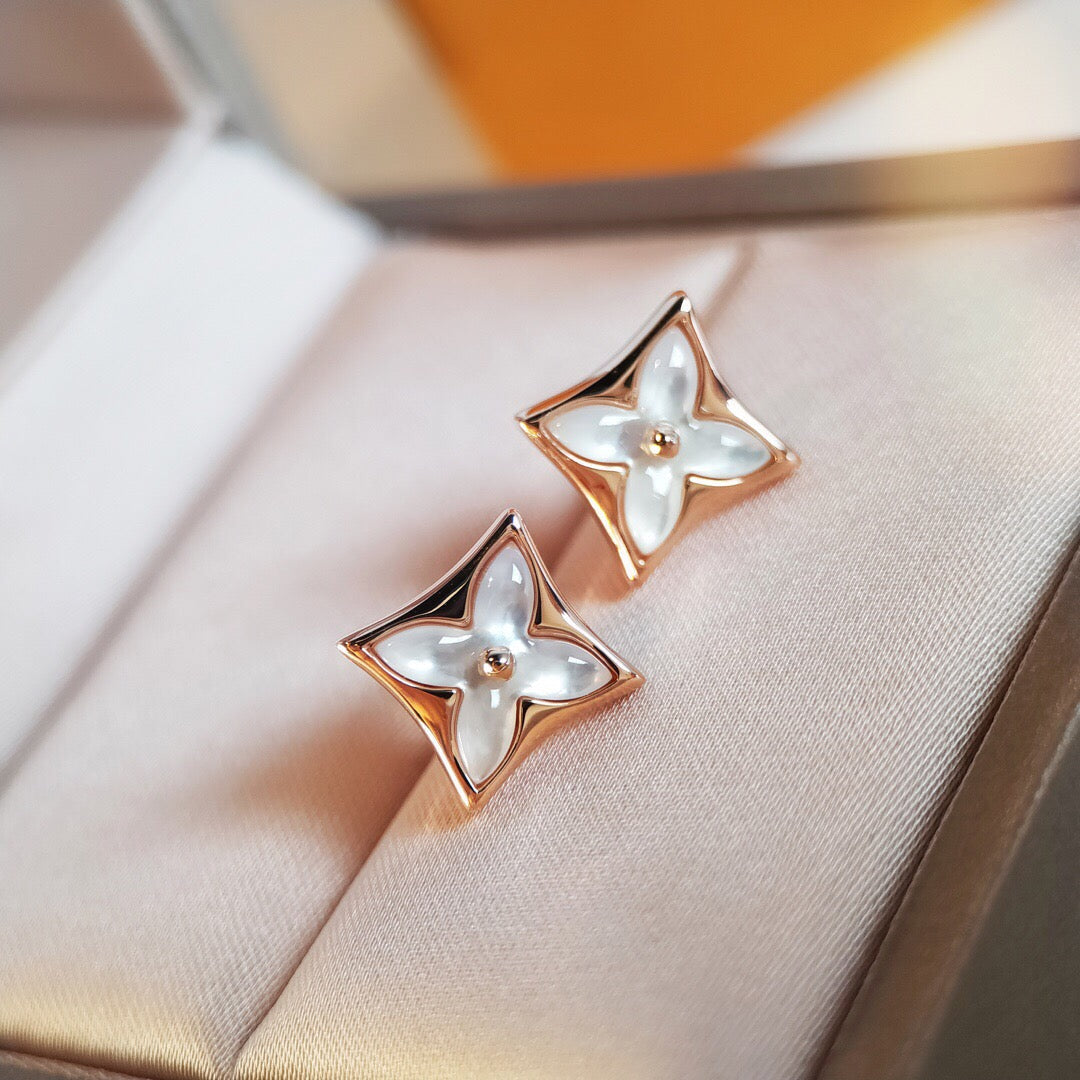 [Kincade Jewelrys]STAR MOP PINK GOLD EARRINGS