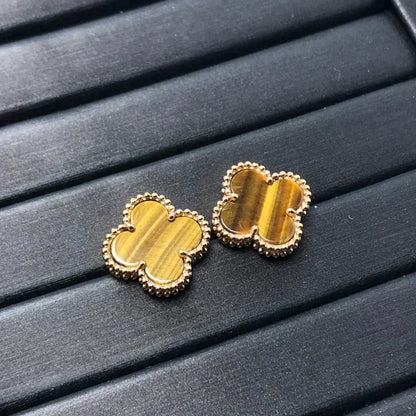 [Kincade Jewelrys]CLOVER MEDIUM 1 MOTIFS TIGER EYE EARRINGS