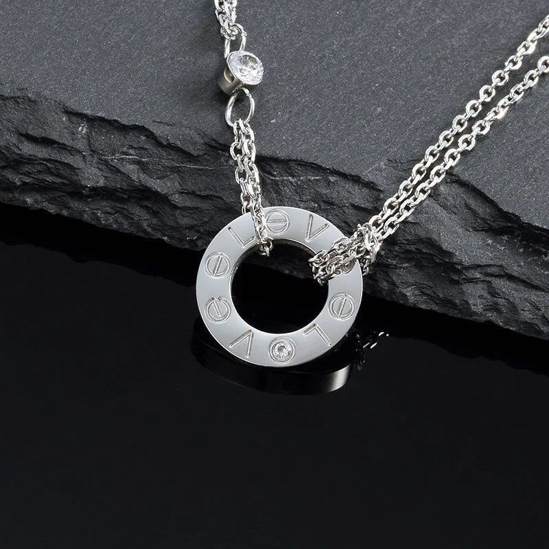 [Kincade Jewelrys]LOVE NECKLACE 16MM 2 DIAMONDS