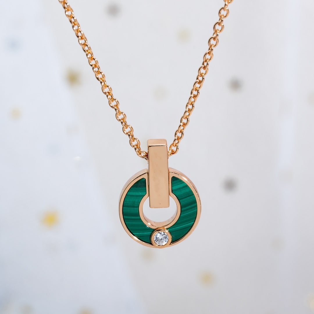 [Kincade Jewelrys]GARI NECKLACE PINK GOLD MALACHITE