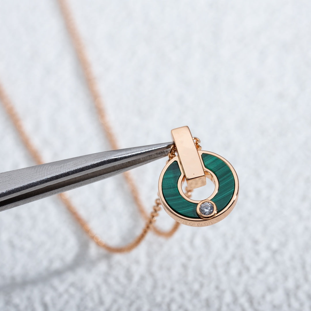 [Kincade Jewelrys]GARI NECKLACE PINK GOLD MALACHITE