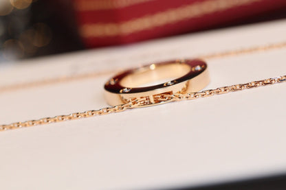 [Kincade Jewelrys]LOVE NECKLACE 16MM 6 DIAMONDS PINK GOLD