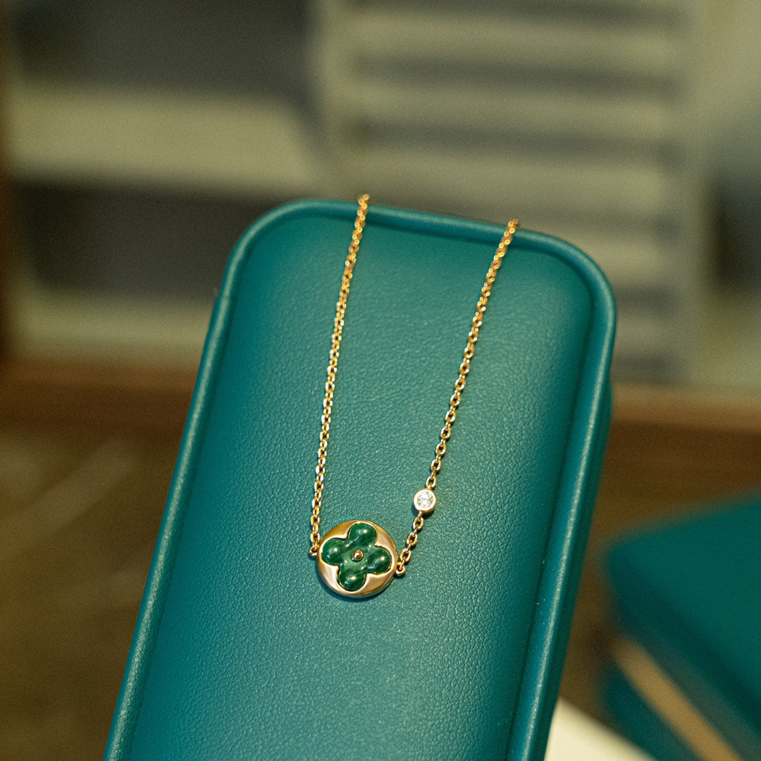 [Kincade Jewelrys]SUN MALACHITE 1 DIAMOND PINK GOLD BRACELET