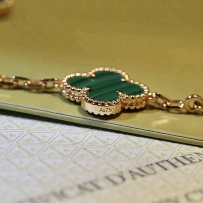 [Kincade Jewelrys]CLOVER 5 MOTIFS MALACHITE BRACELET