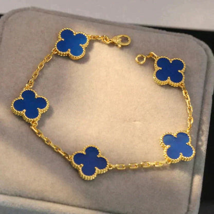 [Kincade Jewelrys]CLOVER 5 MOTIFS BLUE AGATE BRACELET