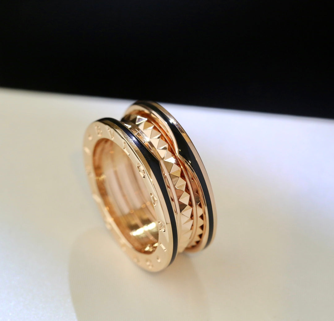 [Kincade Jewelrys]ZERO 1 PINK GOLD BLACK CERAMIC RING