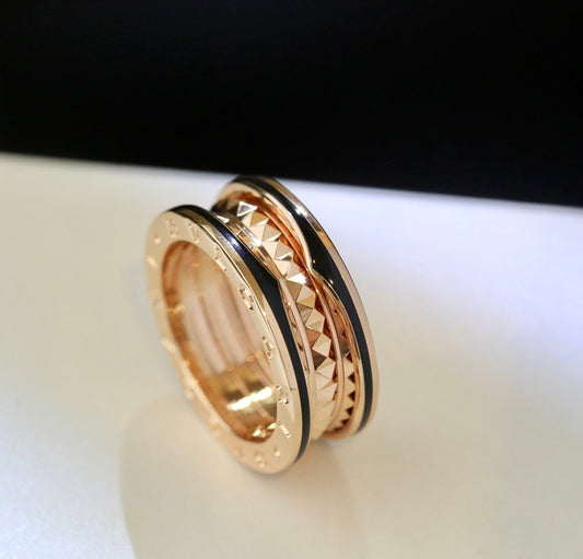 [Kincade Jewelrys]ZERO 1 PINK GOLD BLACK CERAMIC RING