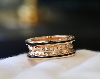 [Kincade Jewelrys]ZERO 1 PINK GOLD BLACK CERAMIC RING