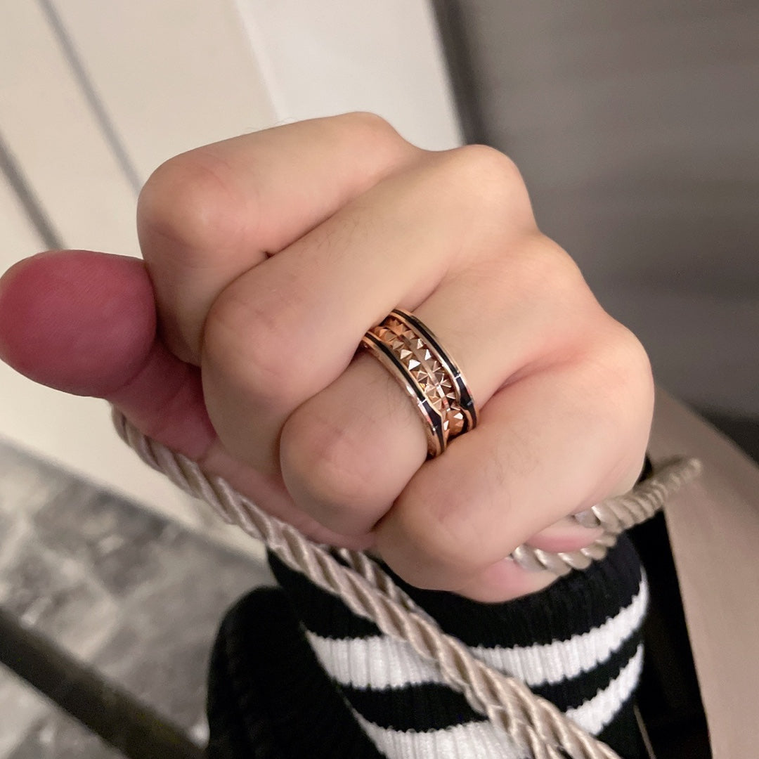 [Kincade Jewelrys]ZERO 1 PINK GOLD BLACK CERAMIC RING