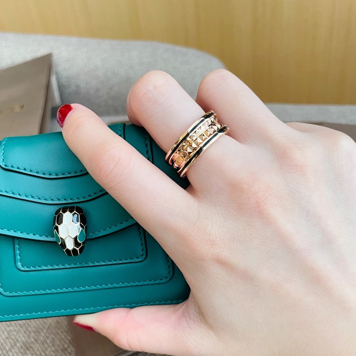 [Kincade Jewelrys]ZERO 1 PINK GOLD BLACK CERAMIC RING