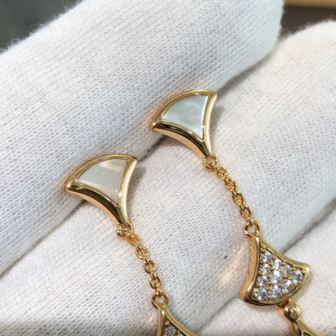 [Kincade Jewelrys]DREAM EARRINGS 3 MOTIFS DIAMOND MOP PINK GOLD