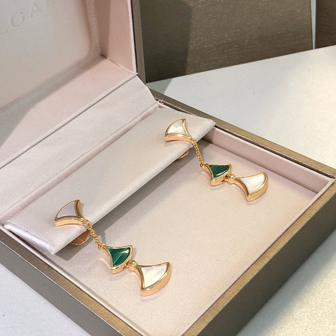 [Kincade Jewelrys]DREAM EARRINGS 3 MOTIFS MALACHITE MOP PINK GOLD