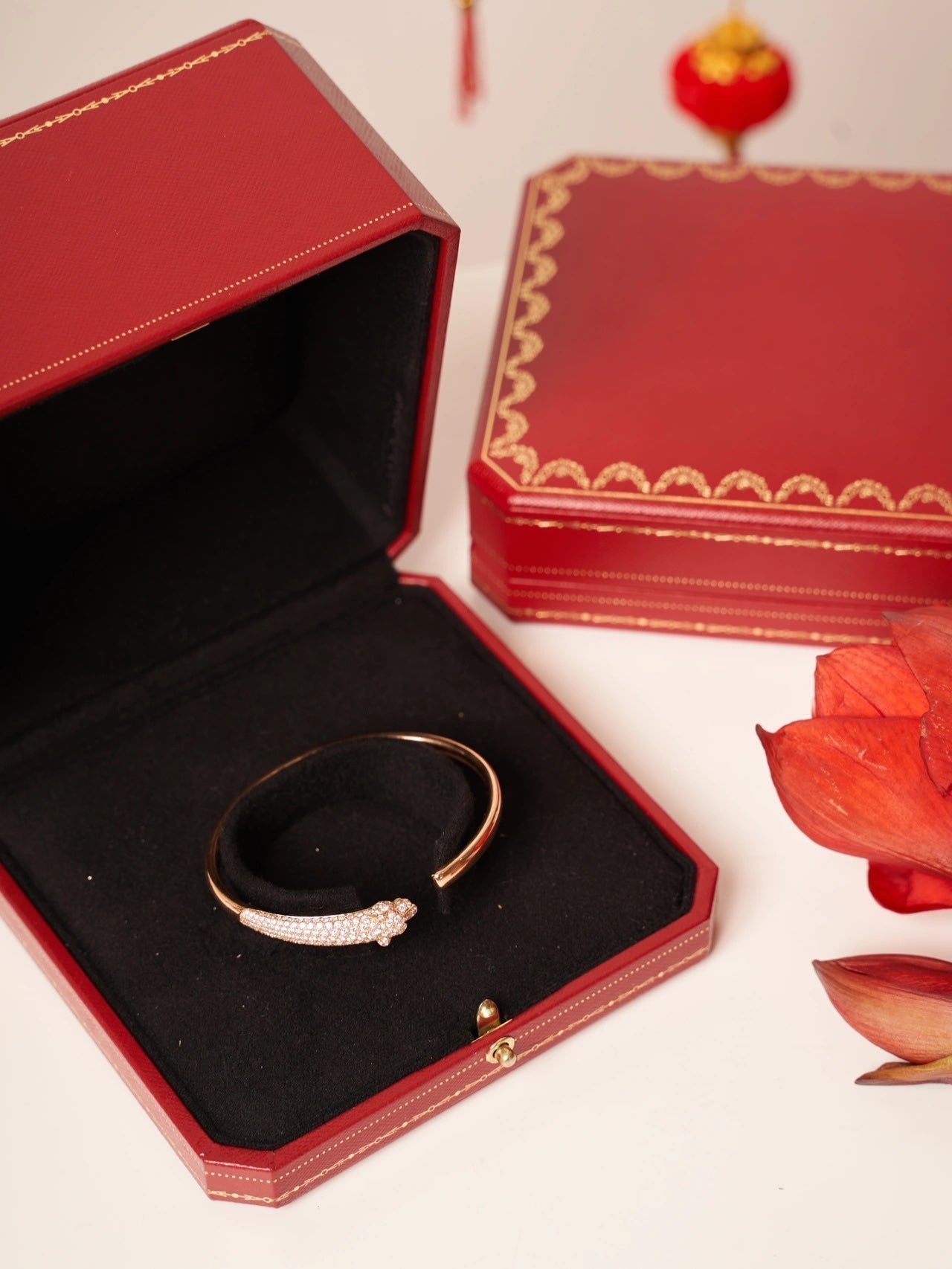 [Kincade Jewelrys]PANTHERE ROSE GOLD DIAMOND OPEN BRACELET