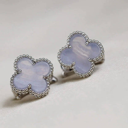 [Kincade Jewelrys]CLOVER MEDIUM 1 MOTIFS  WHITE MOP EARRINGS SILVER