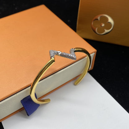 [Kincade Jewelrys]VOLTE UPSITE DOWN DIAMOND GOLD OPEN BRACELET