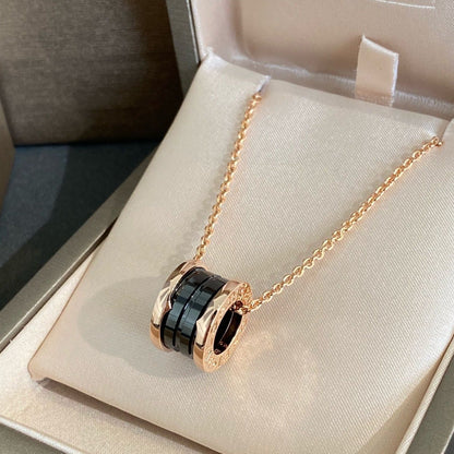 [Kincade Jewelrys]ZERO 1 BLACK CERAMIC PINK GOLD NECKLACE