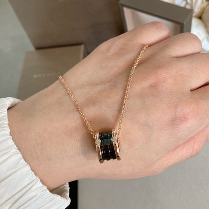 [Kincade Jewelrys]ZERO 1 BLACK CERAMIC PINK GOLD NECKLACE