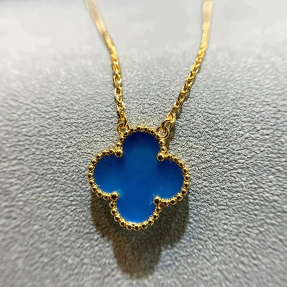 [Kincade Jewelrys]CLOVER 15MM BLUE AGATE NECKLACE
