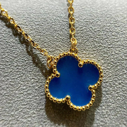 [Kincade Jewelrys]CLOVER 15MM BLUE AGATE NECKLACE