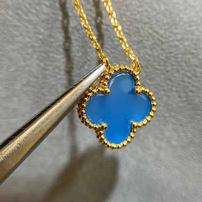 [Kincade Jewelrys]CLOVER 15MM BLUE AGATE NECKLACE