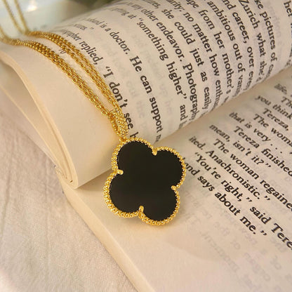 [Kincade Jewelrys]CLOVER 25MM NECKLACE GOLD ONYX