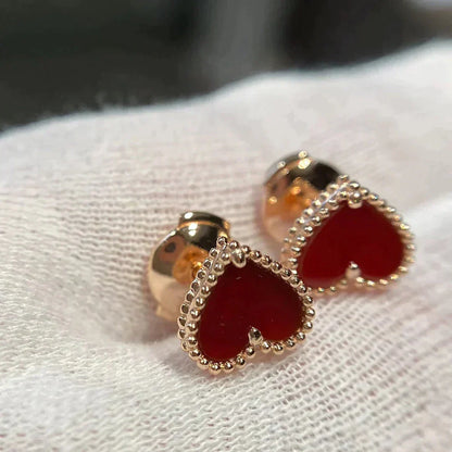 [Kincade Jewelrys]HEART CARNELIAN STUD EARRINGS