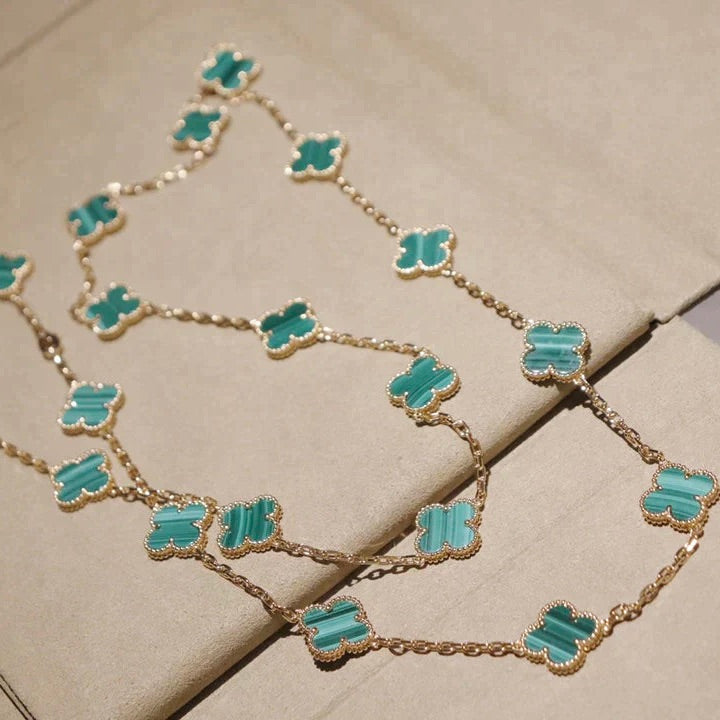 [Kincade Jewelrys]CLOVER 20 MOTIFS MALACHITE GOLD