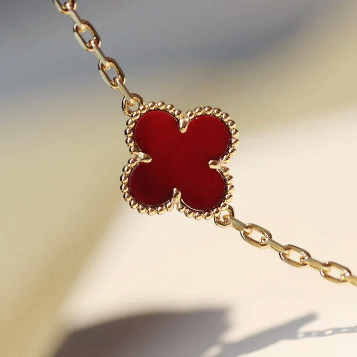 [Kincade Jewelrys]CLOVER 20 MOTIFS CARNELIAN NECKLACE