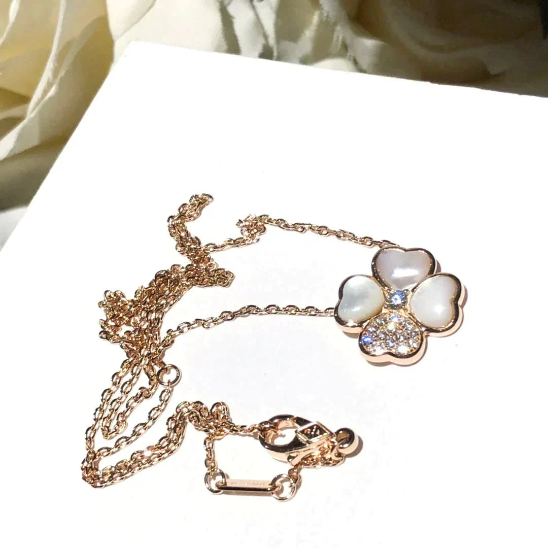 [Kincade Jewelrys]CLOVER MOP DIAMOND ROSE GOLD NECKLACE