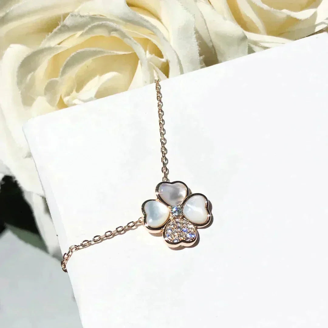 [Kincade Jewelrys]CLOVER MOP DIAMOND ROSE GOLD NECKLACE