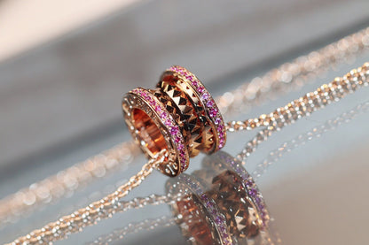 [Kincade Jewelrys]ZERO 1 ROCK PINK GOLD PINK DIAMOND NECKLACE