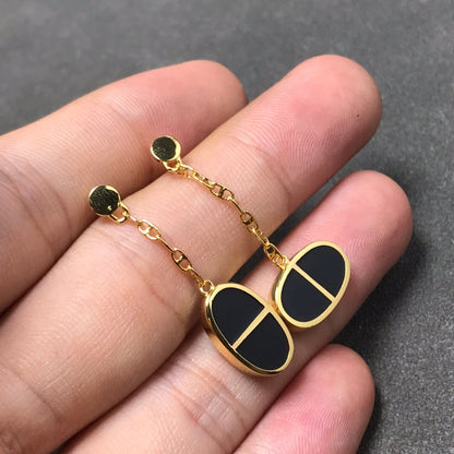 [Kincade Jewelrys]CHAINE VERSO BLACK CERAMIC SILVER EARRINGS