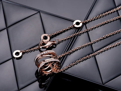 [Kincade Jewelrys]ZERO 1 PINK GOLD DIAMOND OPEN NECKLACE