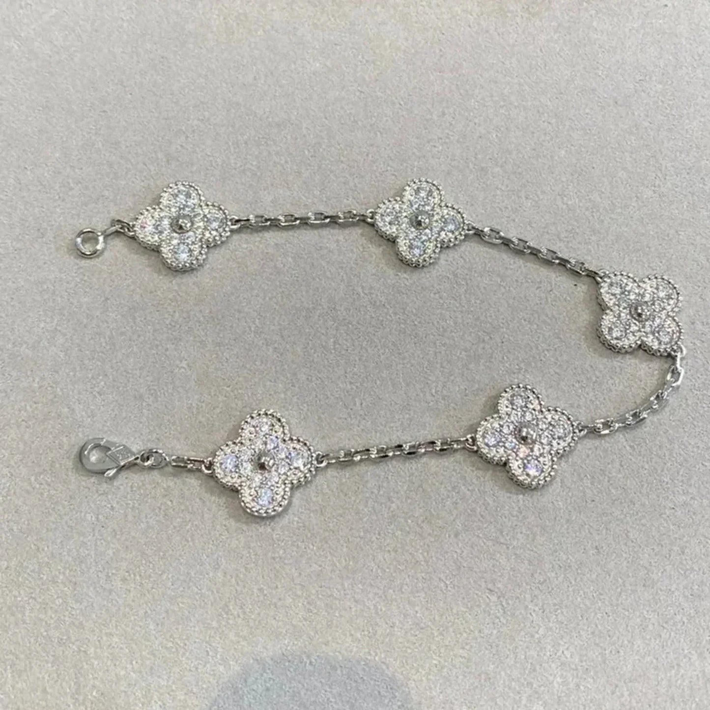 [Kincade Jewelrys]CLOVER 5 MOTIFS  DIAMOND BRACELET SILVER