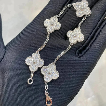 [Kincade Jewelrys]CLOVER 5 MOTIFS  DIAMOND BRACELET SILVER