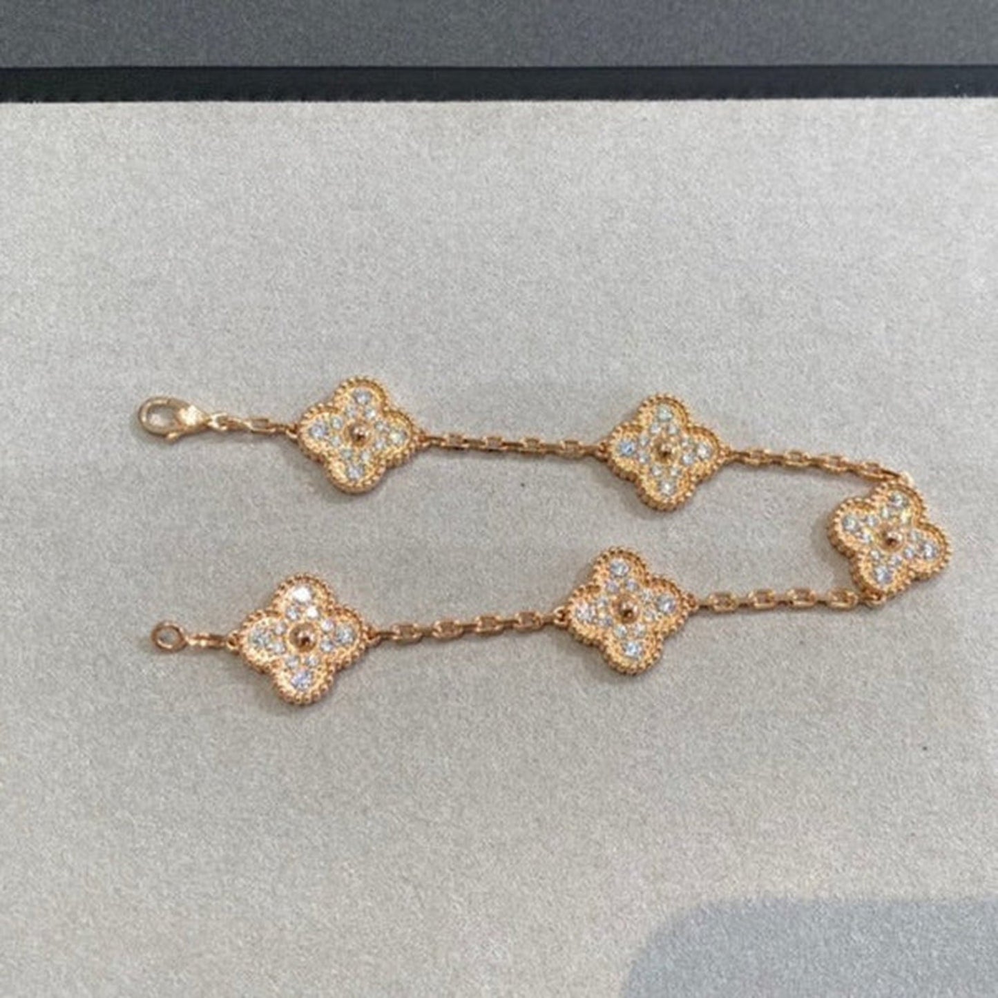 [Kincade Jewelrys]CLOVER 5 MOTIFS  FULL DIAMOND BRACELET