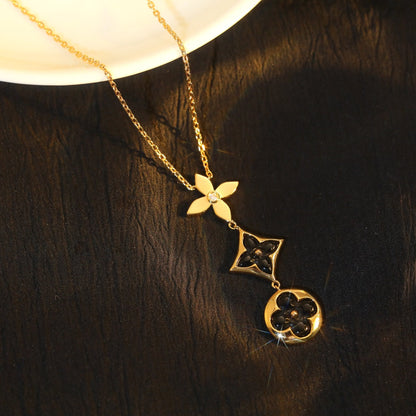 [Kincade Jewelrys]STAR AND SUN ONYX PINK GOLD NECKLACE