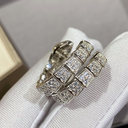 [Kincade Jewelrys]SERPENTI DOUBLE RING SILVER DIAMOND PAVED