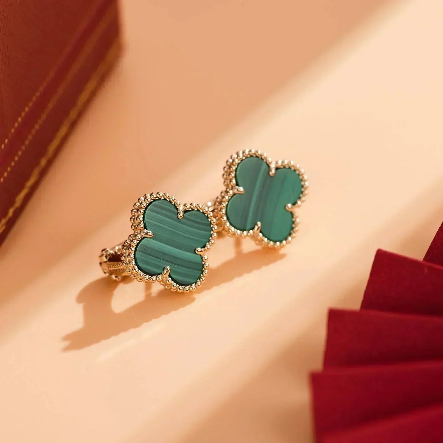 [Kincade Jewelrys]CLOVER MEDIUM 1 MOTIFS MALACHITE  EARRINGS