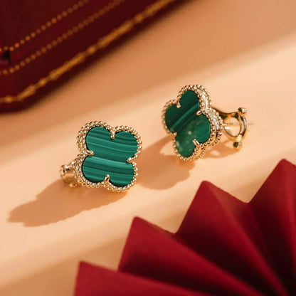 [Kincade Jewelrys]CLOVER MEDIUM 1 MOTIFS MALACHITE  EARRINGS