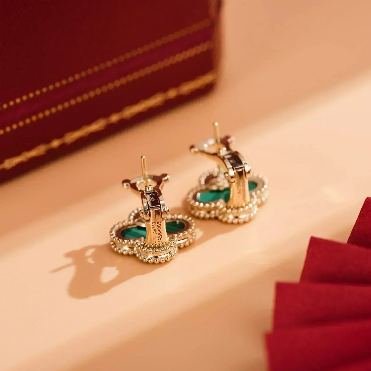 [Kincade Jewelrys]CLOVER MEDIUM 1 MOTIFS MALACHITE  EARRINGS
